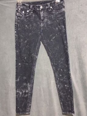 True Religion Skinny Jeans Leggings Acid Wash Black Womens Size 30